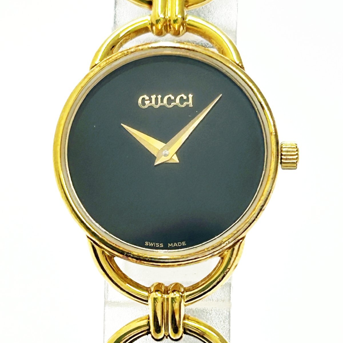 得価，本物保証 1円スタート GUCCI グッチ 6000.2.L GP&times;革ベルト ブラック文字盤 クオーツ レディース腕時計 198954(女性用)｜売買されたオークション情報、yahooの商品情報をアーカイブ公開 - オークファン 女性用