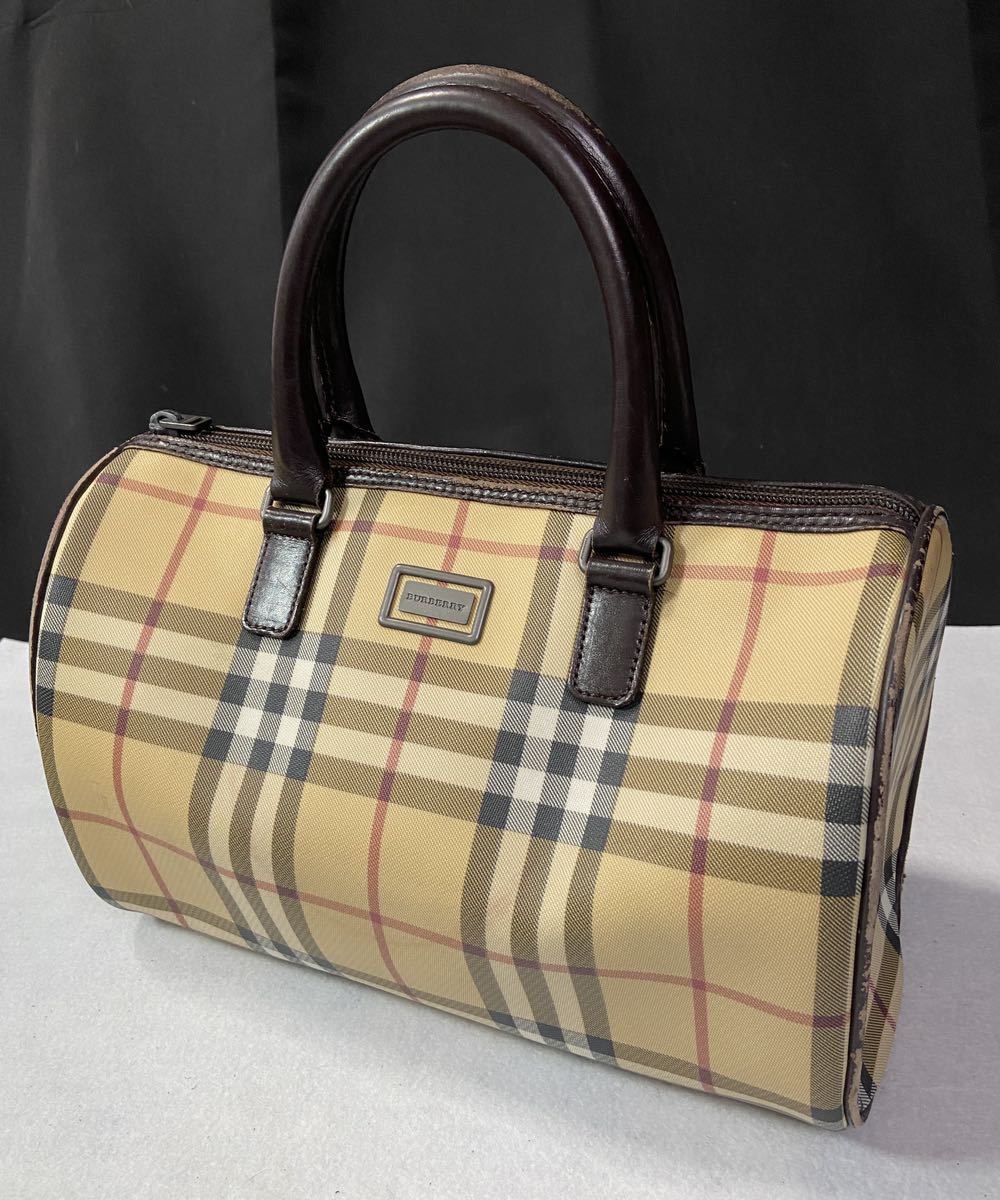 ∈ BURBERRY バーバリー ミニボストン ハンドバッグ PVC レザー ノバ