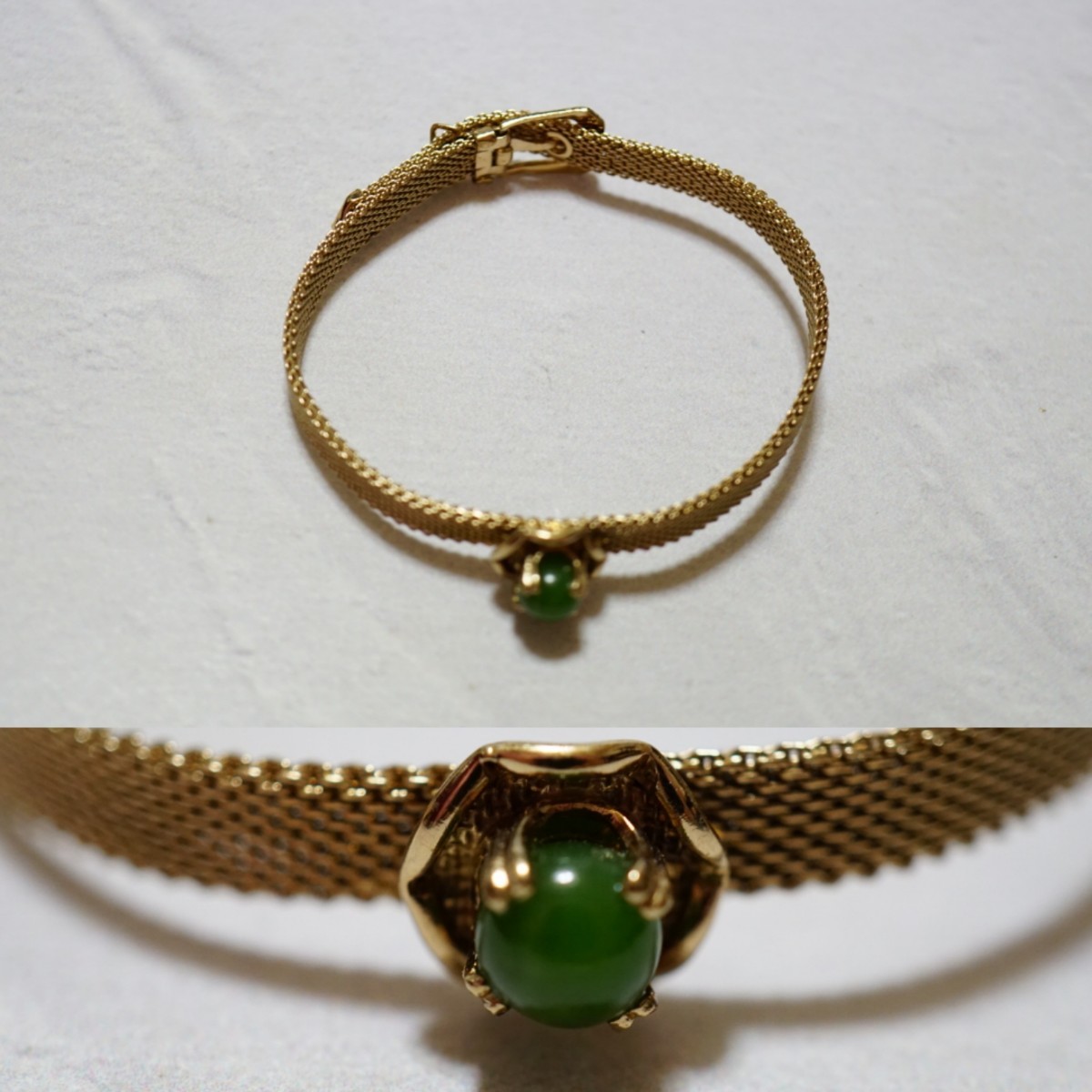 196 天然瑪瑙 緑石 ブレスレット ヴィンテージ アクセサリー 宝石 色石 カラーストーン ビンテージ アンティーク ゴールドカラー 装飾品