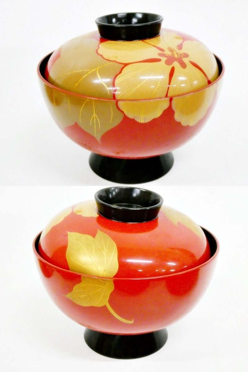 EL155 時代 讃岐彫 沈刻 独楽塗盆 径21.9cm 重220g 木箱附・独楽塗菓子