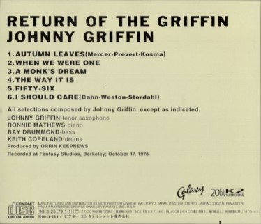 GRIFFIN ⁄ ジョニー・グリフィン Griffin Johnny JOHNNY The RETURN OF