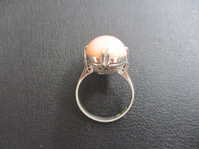 M【14833】★桃色珊瑚 リング 桃珊瑚 ★和装小物 コーラル 指輪