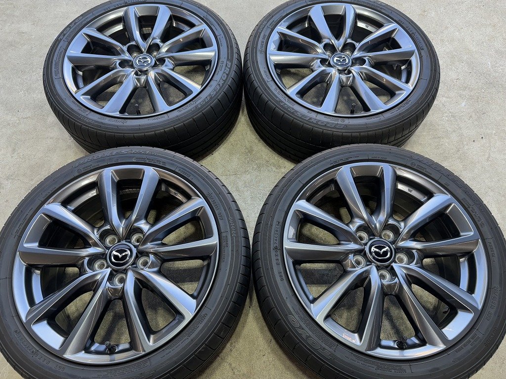 ガリ傷無し 4本 ★ Mazda3 マツダ3 純正 18インチ 7.0 +45 5H-114.3 ★ 溝多い TOYO プロクセス R51A 215/45R18 ★ ファストバック