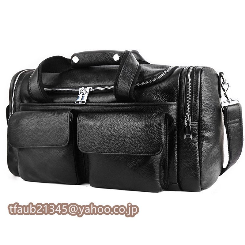 ボストンバッグ メンズ 牛革 バッグ トラベル バッグ 本革 出張 修学旅行 おしゃれ 大容量 1泊 2泊 帰省 13.3インチ対応 黒