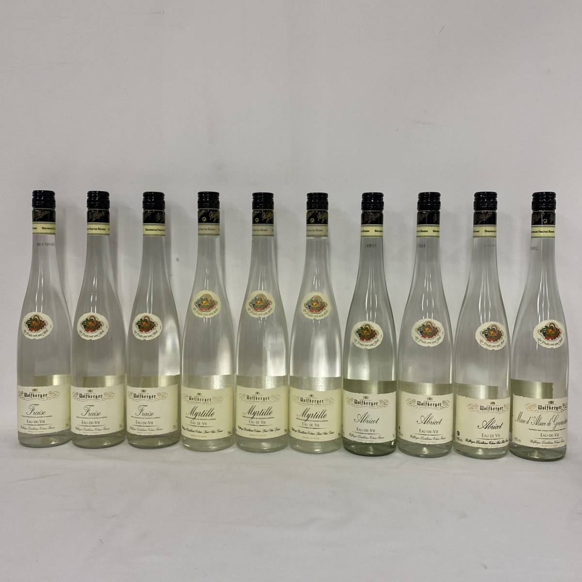 W111(12145)-505【同梱不可】お酒 10点 Wolfberger アルザス アプリコット / ブルーベリー / フレーズ / マール ゲヴルツトラミネール