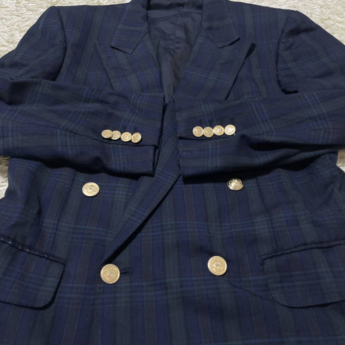 Burberry 紺ブレ 金ボタン テーラードジャケット L〜XL