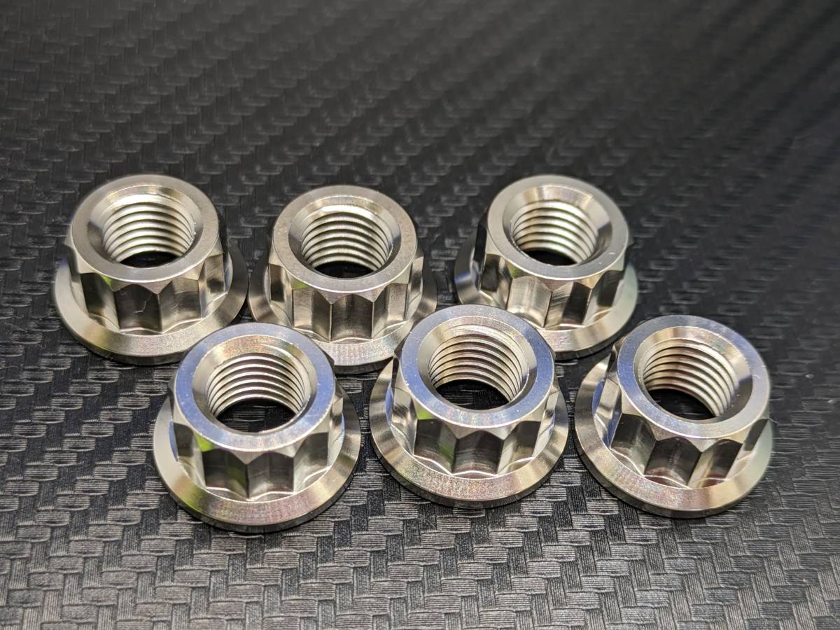 ★64チタン スプロケットナット 6個セット M10×1.25 12pフランジナット　honda yamaha suzuki kawasaki