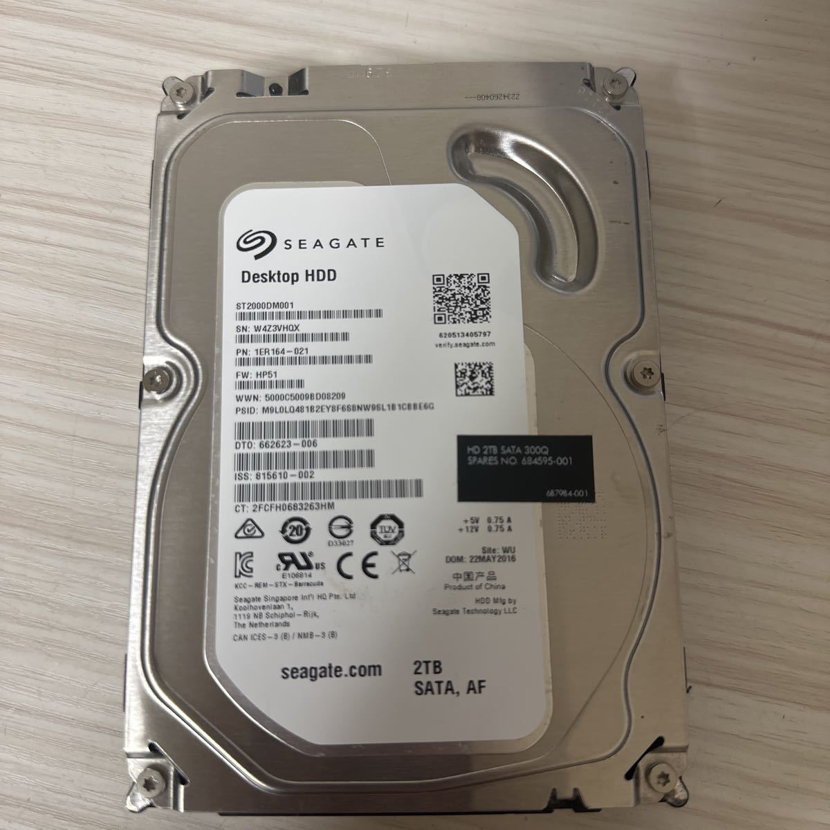 X494:（動作保証/使用0時間）Seagate 3.5インチHDD ST2000DM001-1ER164 2TB 2000GB SATA