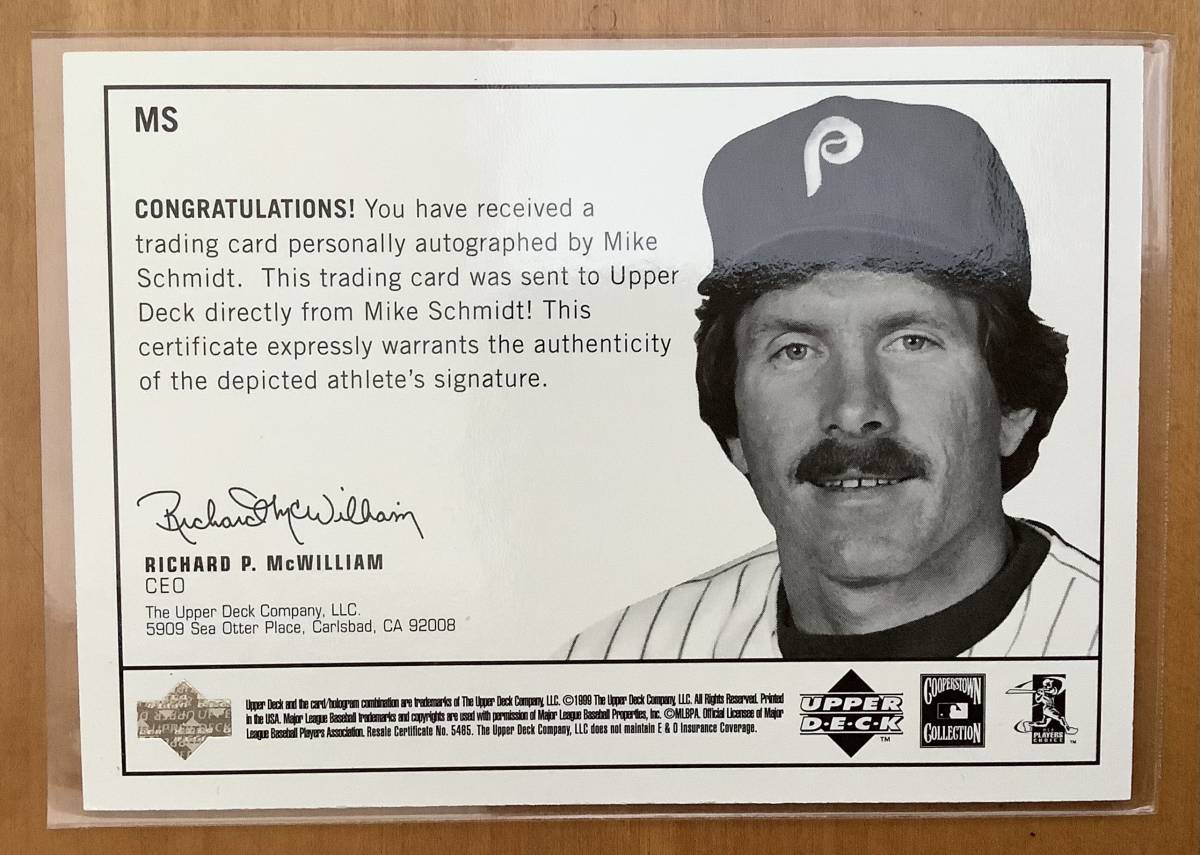 Upper Deck 1999 Century Legends Epic Signatures MIKE SCHMIDT