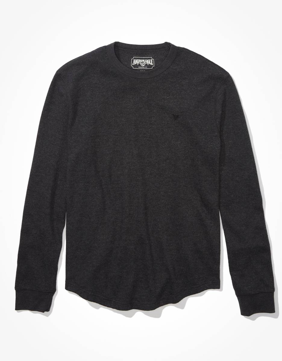 * ラスト * 正規品 アメリカンイーグル サーマル ロンT 長袖Tシャツ AE Super Soft Thermal Shirt Shirt L / Charcoal Heather *
