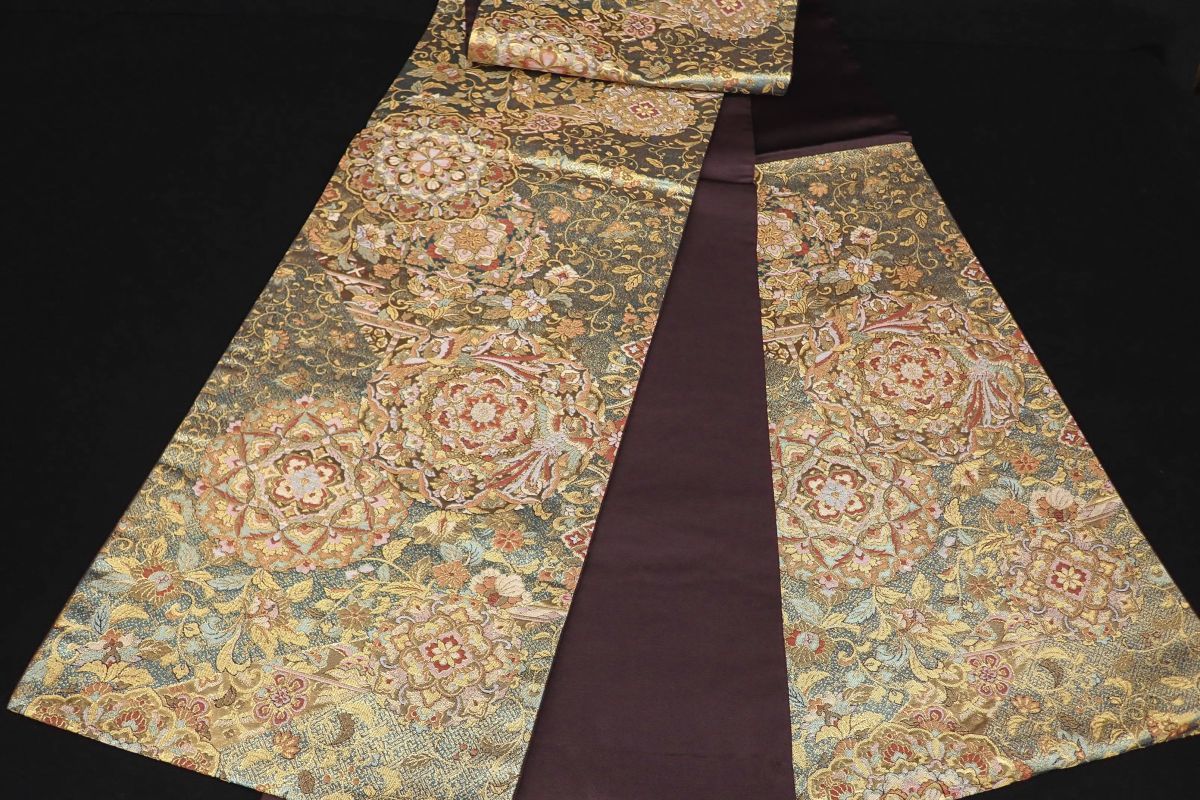 帯21 袋帯 青銅彫金 金糸箔 正絹 着物/和装品/保管品/消費税0円(仕立て上がり)｜売買されたオークション情報、yahooの商品情報をアーカイブ公開 - オークファン 仕立て上がり