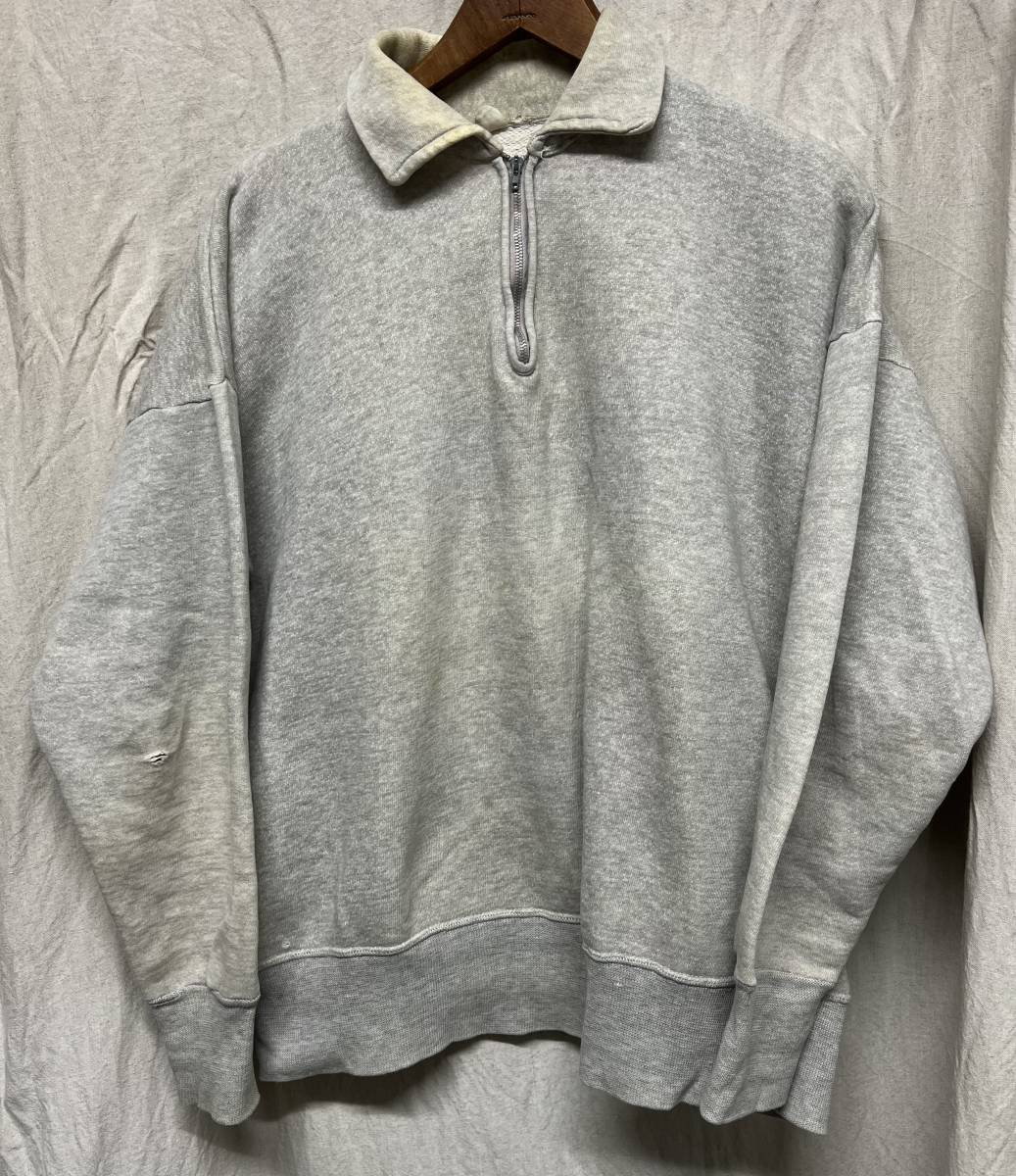 60s ビンテージ ハーフジップ スウェット XL 無地 USA製 Sportswear