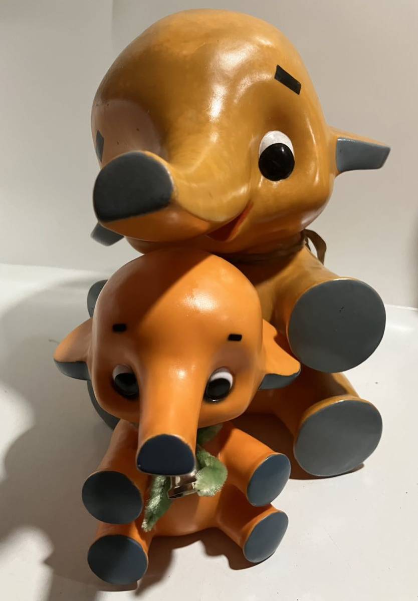 サトちゃん　ソフビ人形　佐藤製薬　高さ約1５㎝　高さ約27cm 　２体セット　カウンター用　昭和レトロ　当時物　ジャンク品