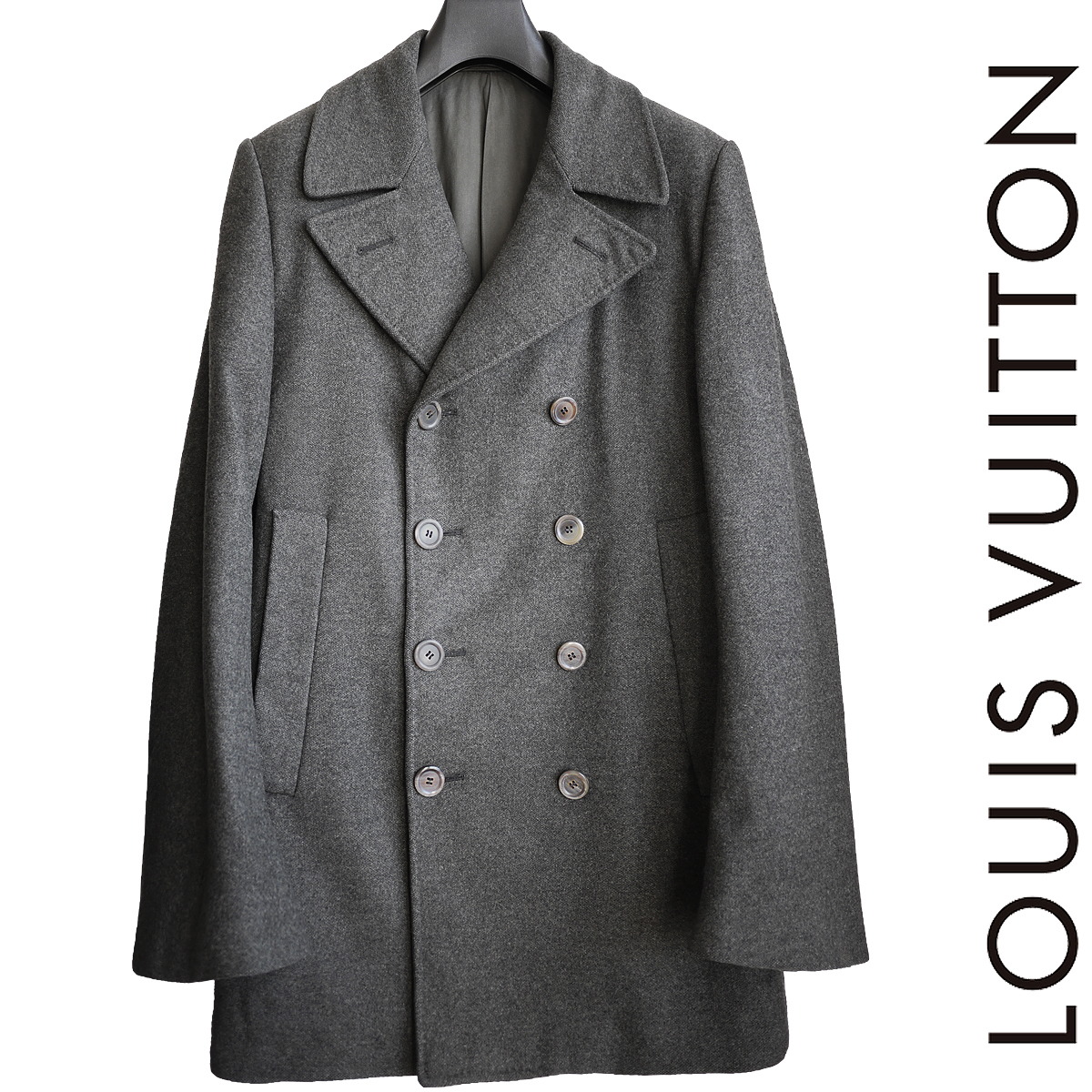 正規品 ルイヴィトン LOUIS VUITTON アンゴラ×カシゴラメルトン ダブルブレスト コート ライダースブルゾン ジャケット