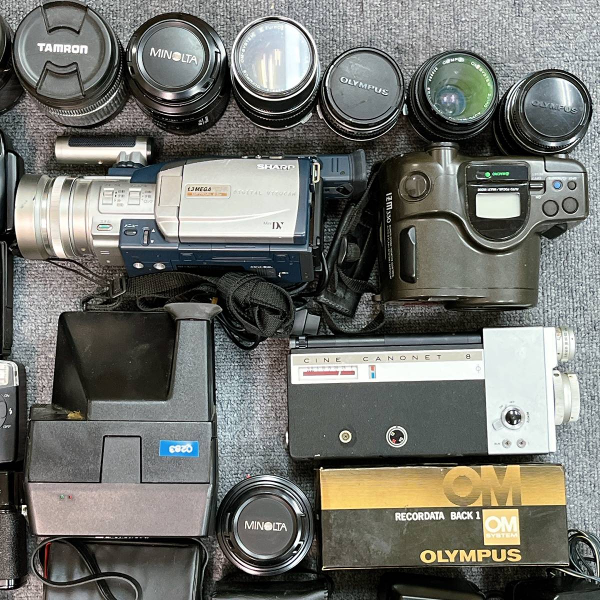ジャンク　カメラなど　まとめ売り　Canon OLYMPUS MINOLTAなど Canon ジャンク レンズ 大量 まとめ カメラ など Olympus Konica RICOH