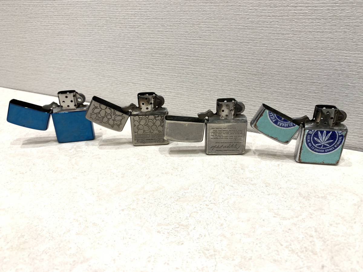 M1947　ZIPPO ジッポ4点おまとめ　ミチコロンドン ジッポ　ブルージッポ　マイケルシューラジッポ　等々　火花散ります　
