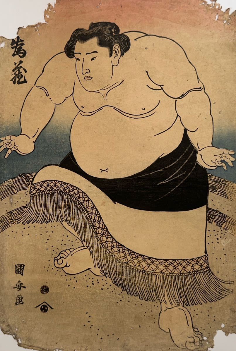 【真作】「相撲 蔦蔵」本物 浮世絵 大判 錦絵 木版画