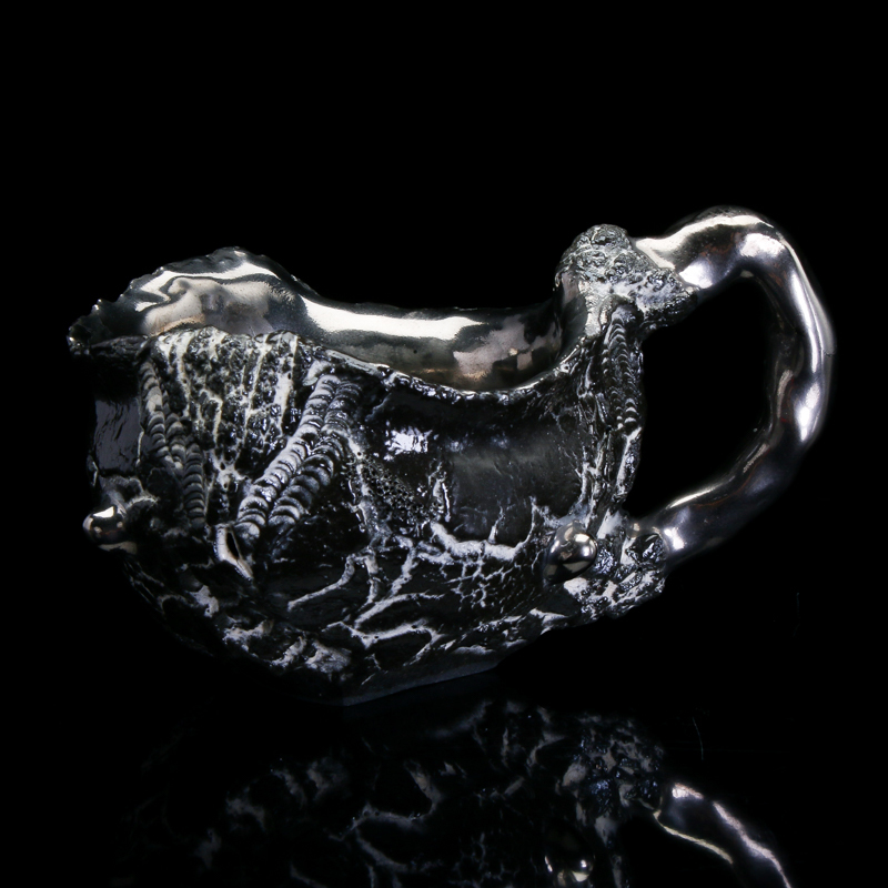 【MG敬 平松龍馬個展V】平松龍馬 作『亀裂文 銀彩 珈琲碗』hira336