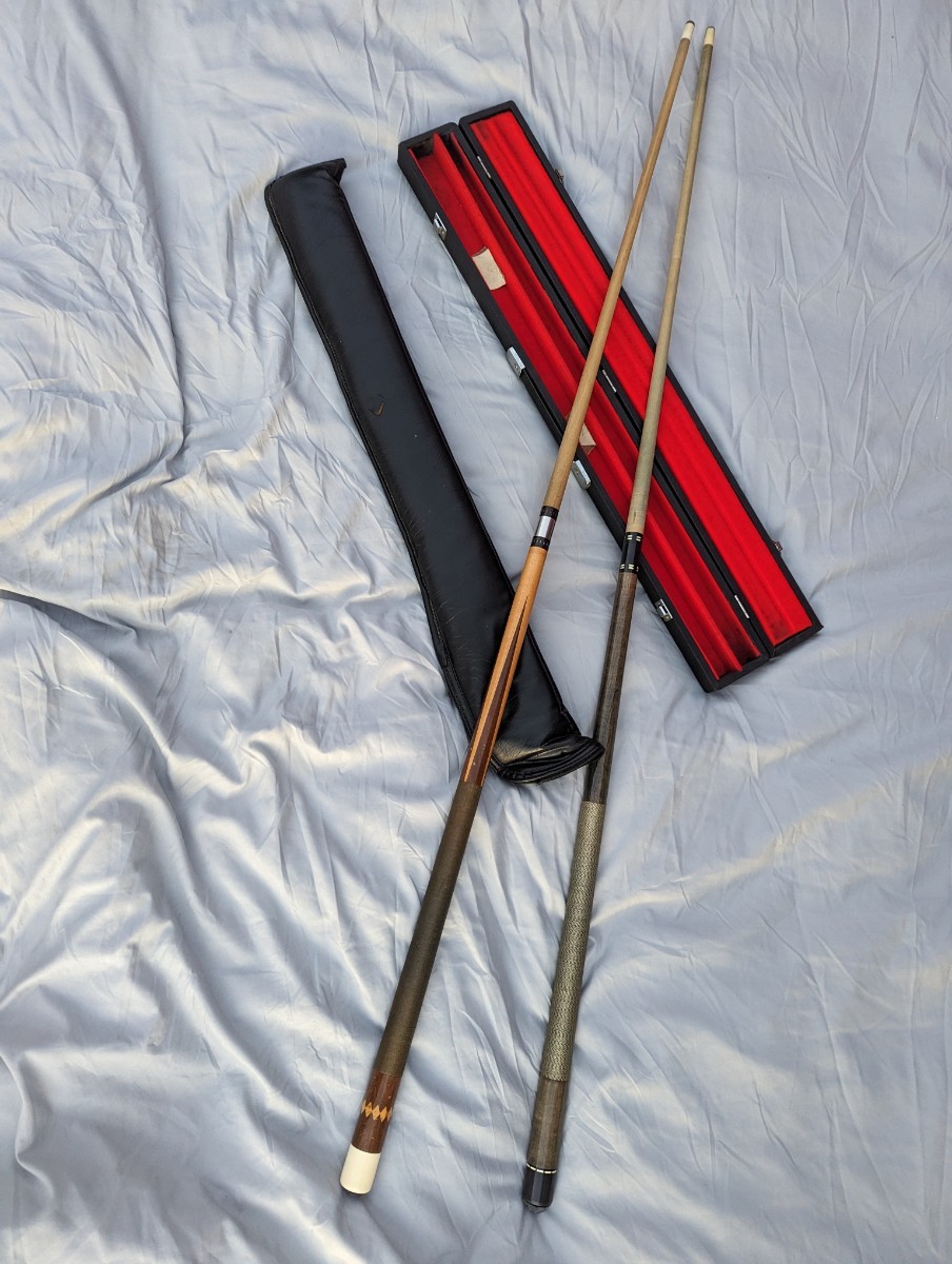 【2本まとめ】ビリヤード　キュー　dolphin　Pro S.Nowama 不明　ケース付き