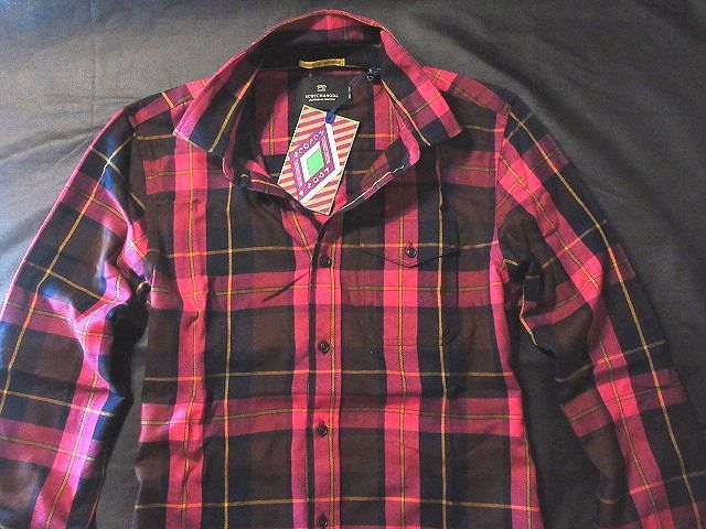 本物正規◆SCOTCH&SODA スコッチ＆ソーダ◆フランネルシャツ ■M■ピンク/紺■新品/152157