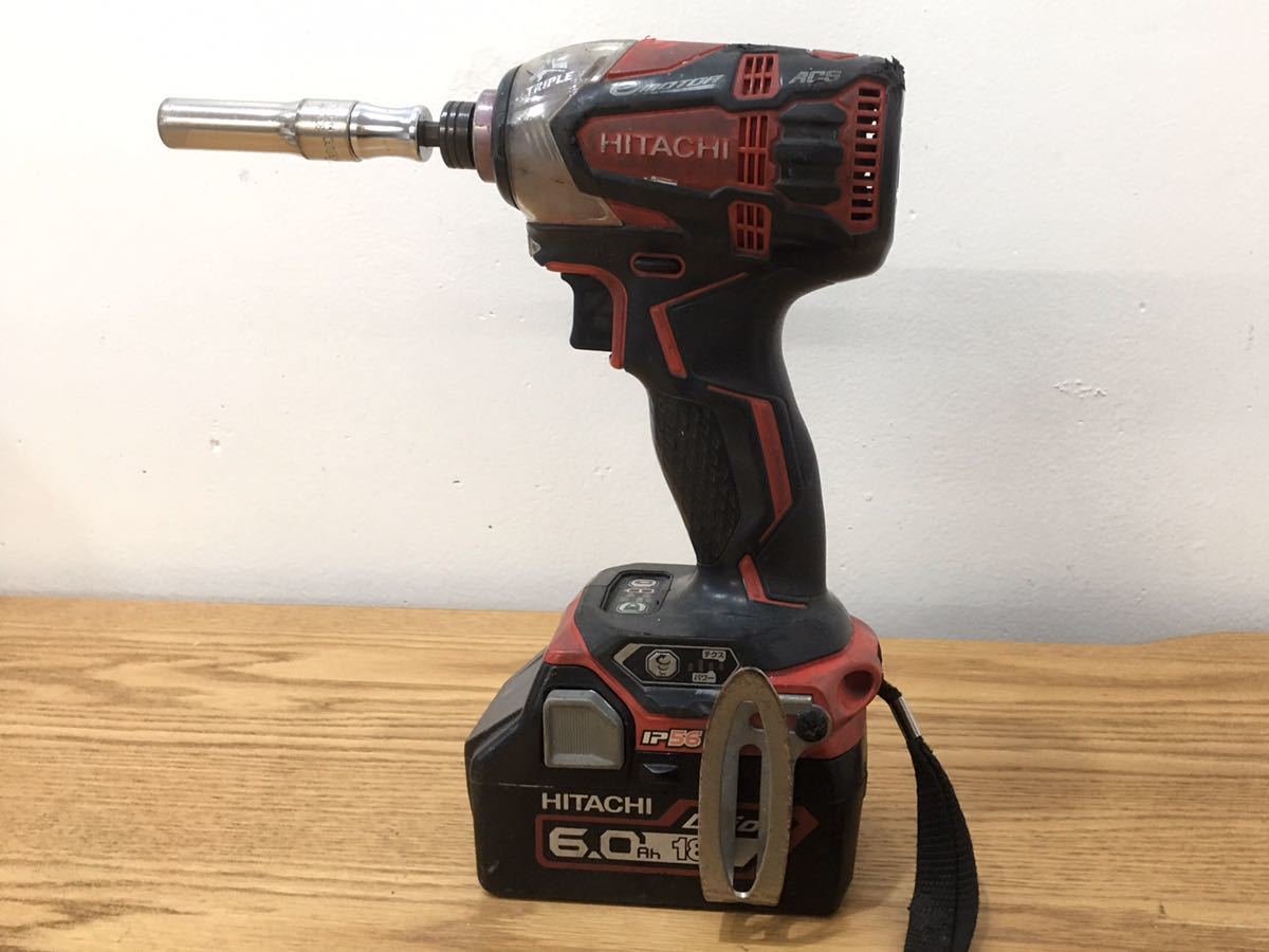 D3J045◆ 日立工機 HITACHI コードレスインパクトドライバ レッド WH18DDL2 蓄電池 バッテリー BSL1860
