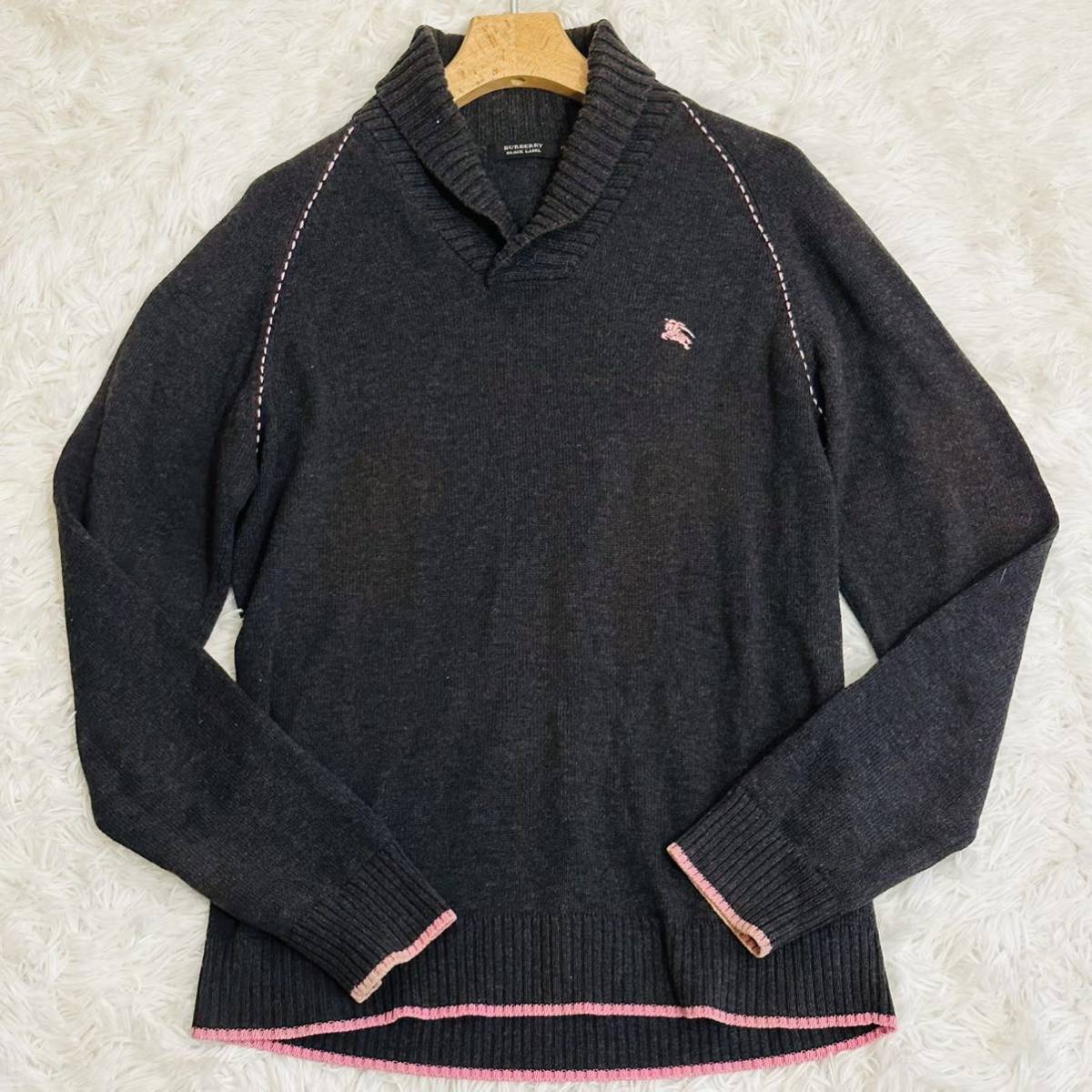 バーバリーブラックレーベル 総柄 フェアアイル タートルネック