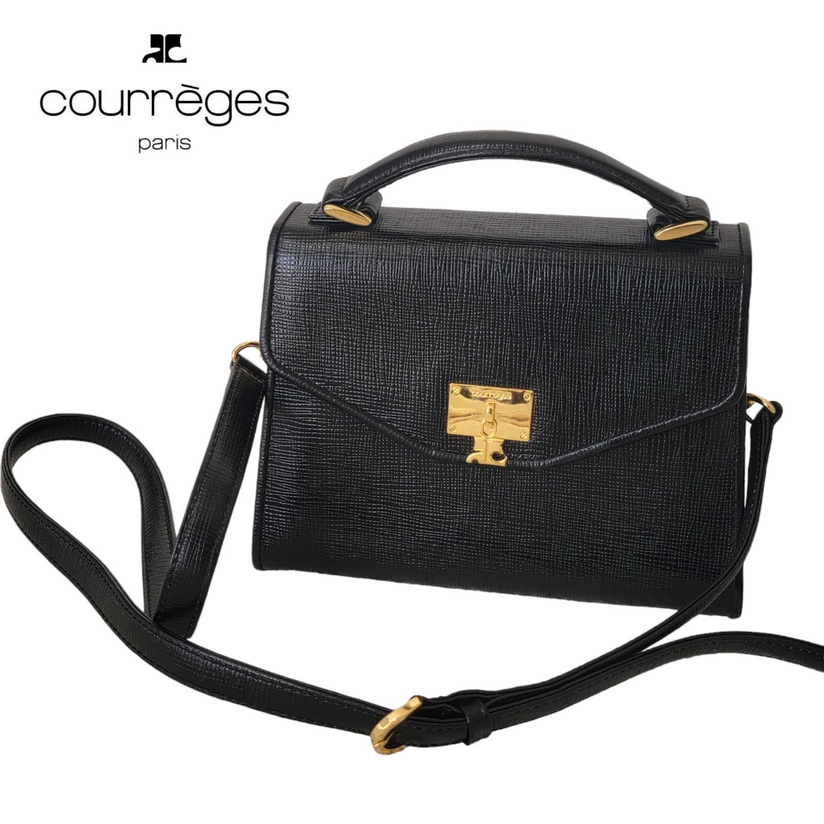 極美品】◇再人気◇ ロゴ金具 クレージュ courreges 2WAY ショルダー