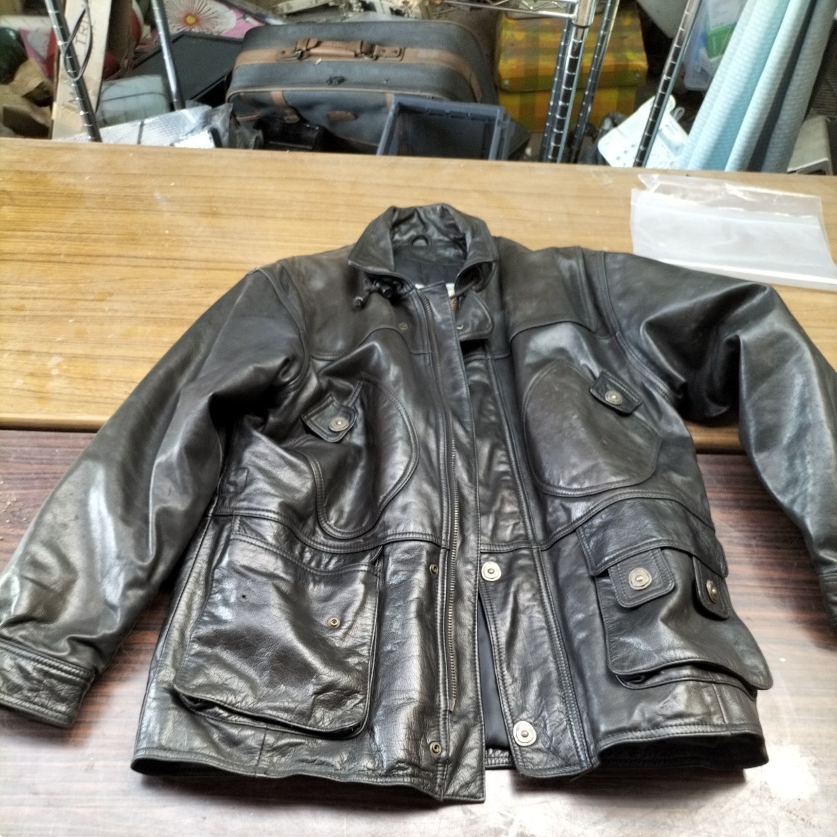 革ジャン レザージャケット ライダースジャケット 牛革 Lサイズ　SPAZZIO リアルレザー