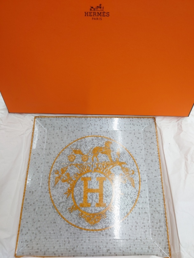 1円～　◆HERMES エルメス モザイク ヴァン キャトル プレート 直径 23cm 保存箱付 ブランド小物 テーブルウェア
