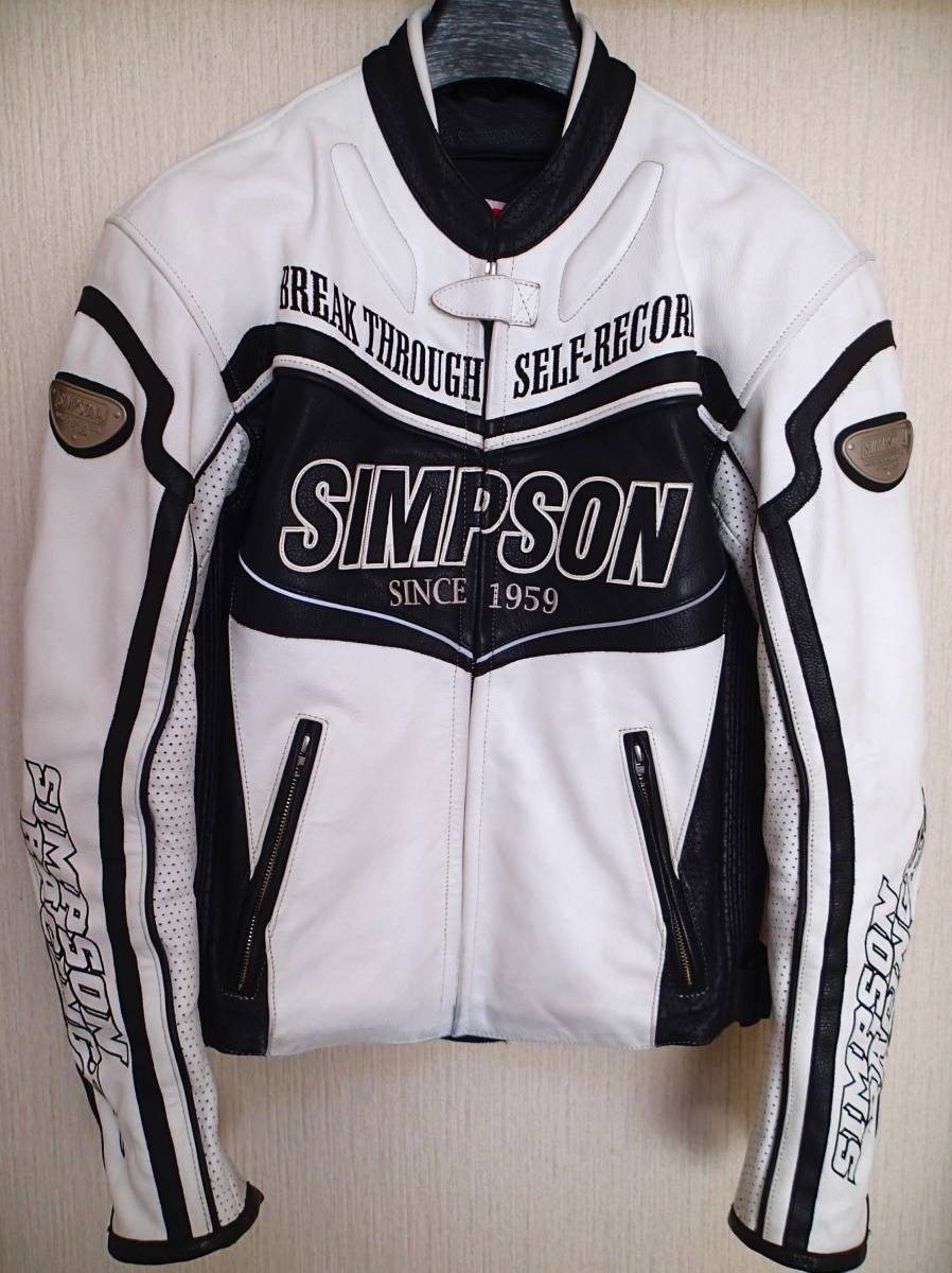 ◆SIMPSON シンプソン 牛革 レザージャケット Lサイズ USED　超美品　珍しい　ホワイト