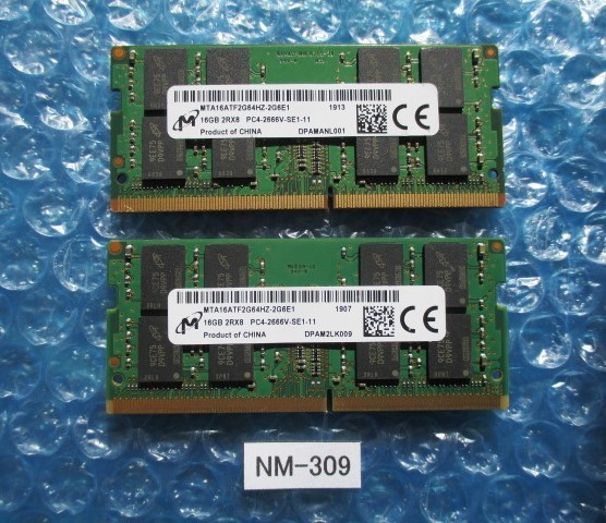 Micron 16GB×2枚 DDR4 PC4-2666V-SE1-11 BIOS確認済み 【NM-309】 