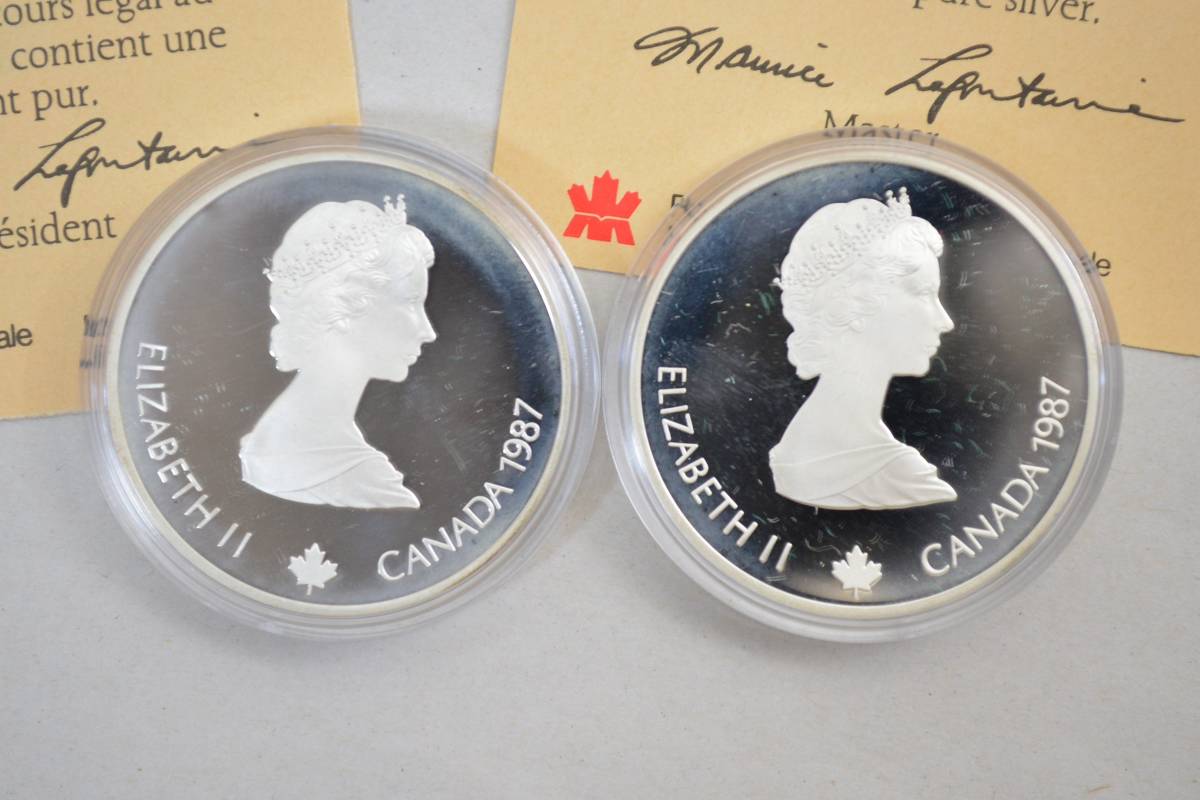 カナダ カルガリーオリンピック 五輪 20ドル 銀貨 2枚セット 1987 1988 アンティーク 骨董 1988年