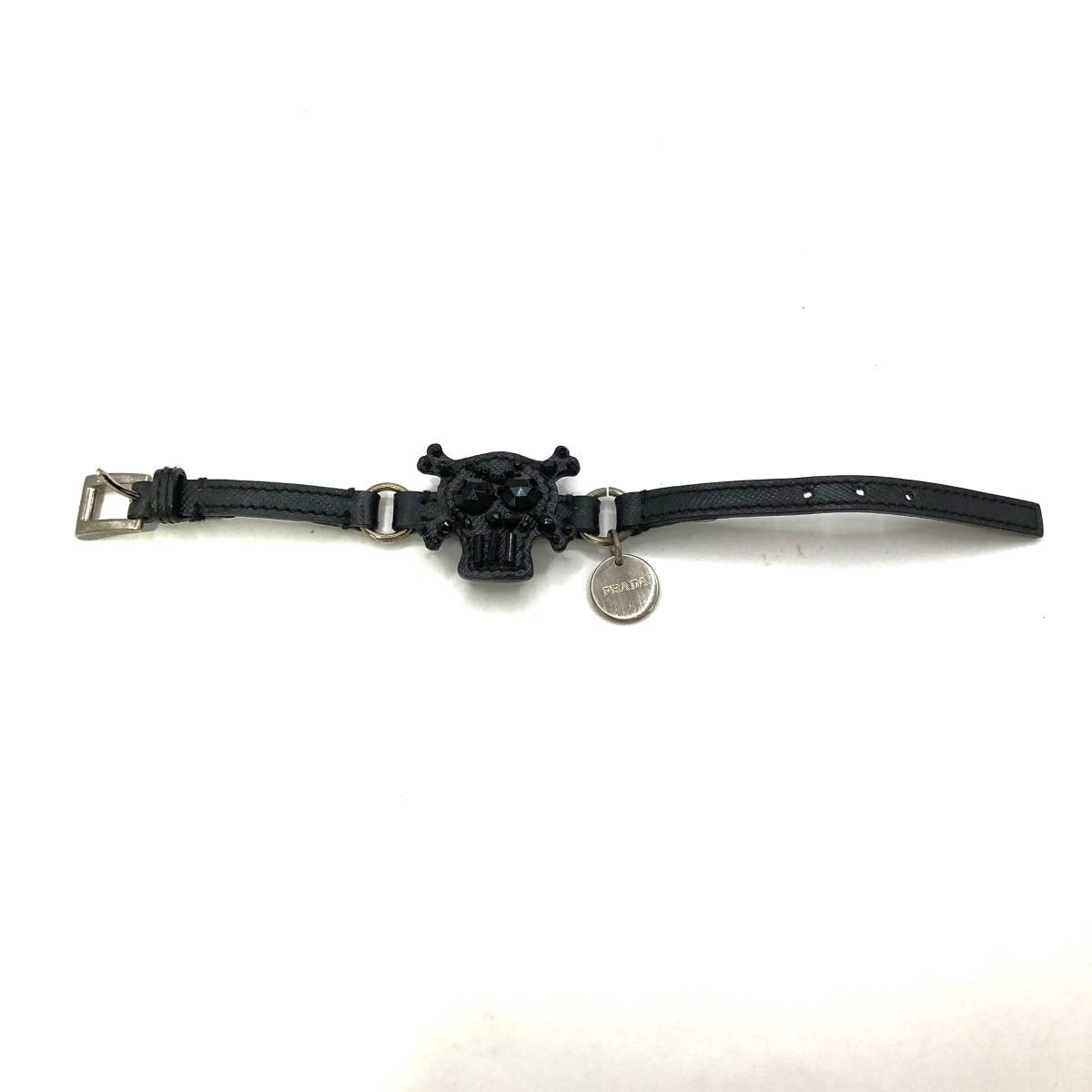PRADA プラダ スカルブレスレット レザー 腕周り約14～16cm サイズM 箱 