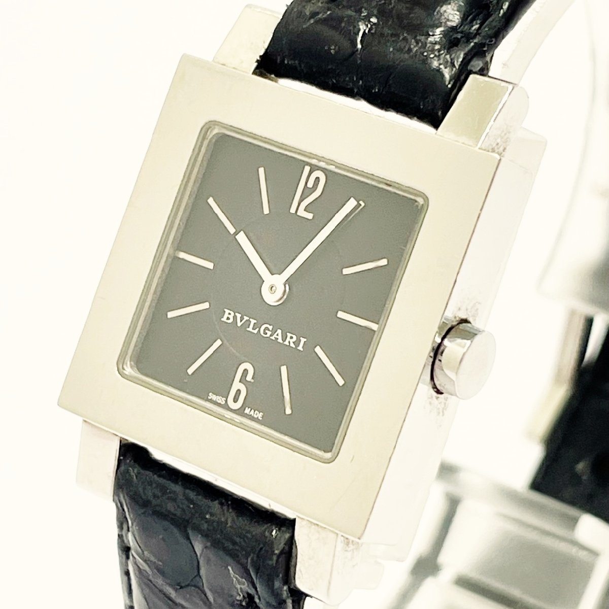 【1円スタート】BVLGARI ブルガリ SQ22SL クアドラード SS ブラック文字盤 クオーツ レディース腕時計 212366