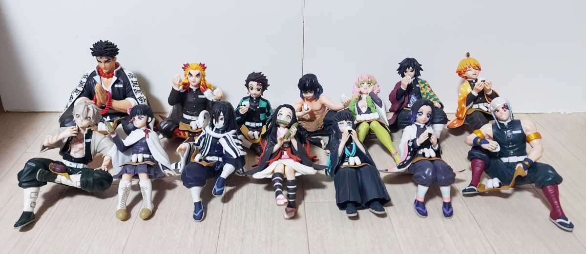 中古品】「鬼滅の刃」 プレミアムちょこのせフィギュア 15点セット 