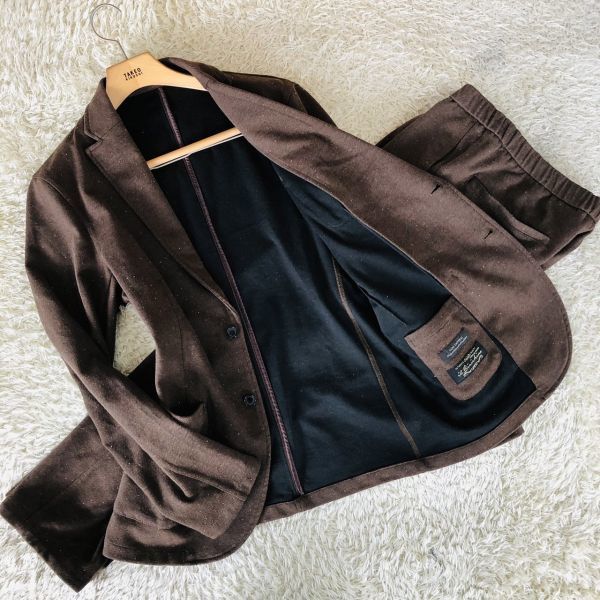ナノユニバース『大人の色気』NANO UNIVERSE　スーツ　セットアップ　テーラードジャケット　L　ブラウン　コットン　ストレッチ　6