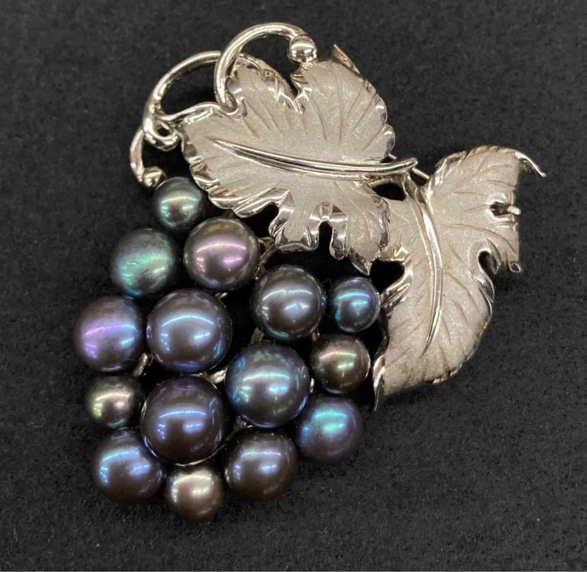 06 ☆超特大☆ 真珠ブローチ SILVER 全長5.3cm 真珠約6mm〜8mm