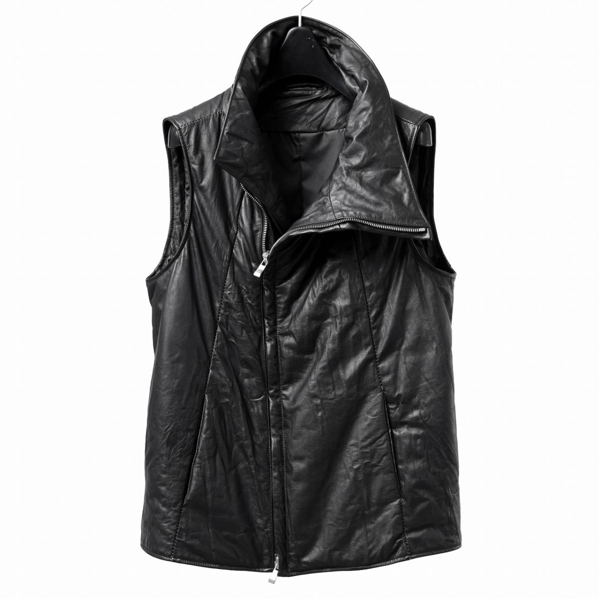 格安，定番人気 incarnation High Neck Bias Zip Down Vest CalfWashed 