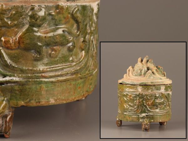 中国古玩 唐物 漢代 緑釉 香炉 時代物 極上品 初だし品 C2619