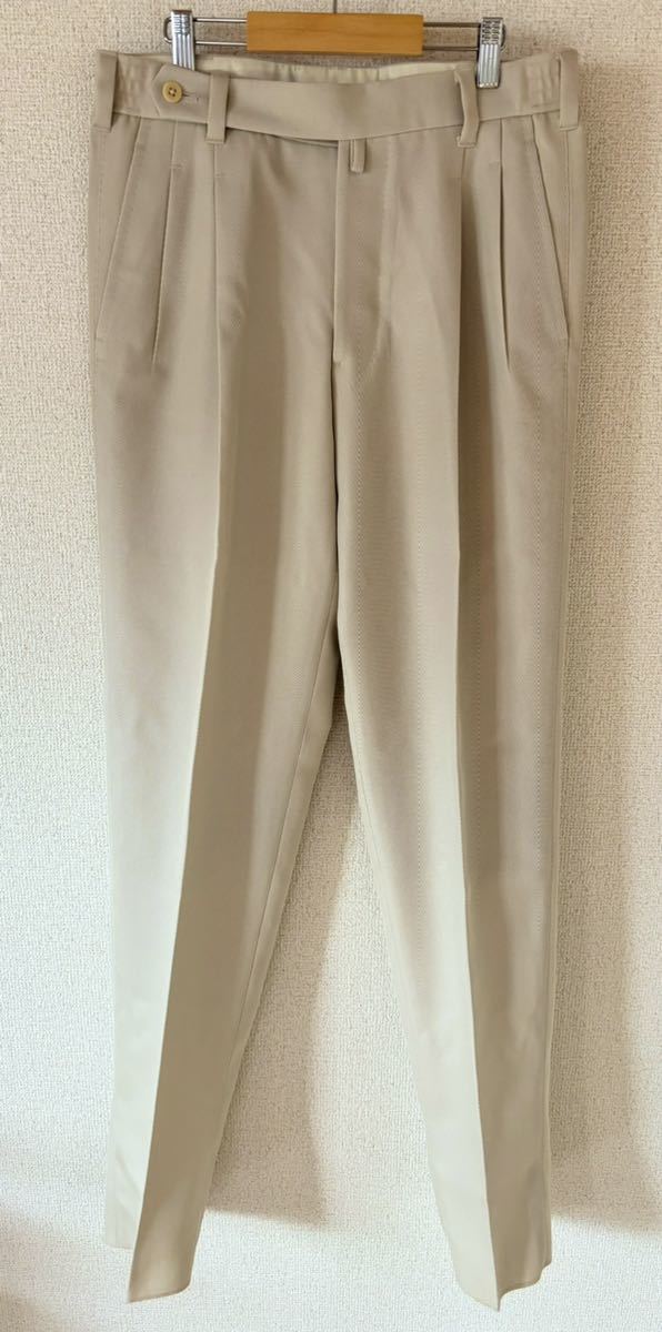 IGARASHI TROUSERS 2プリーツ ウール スラックス ベージュ M 五十嵐トラウザーズ
