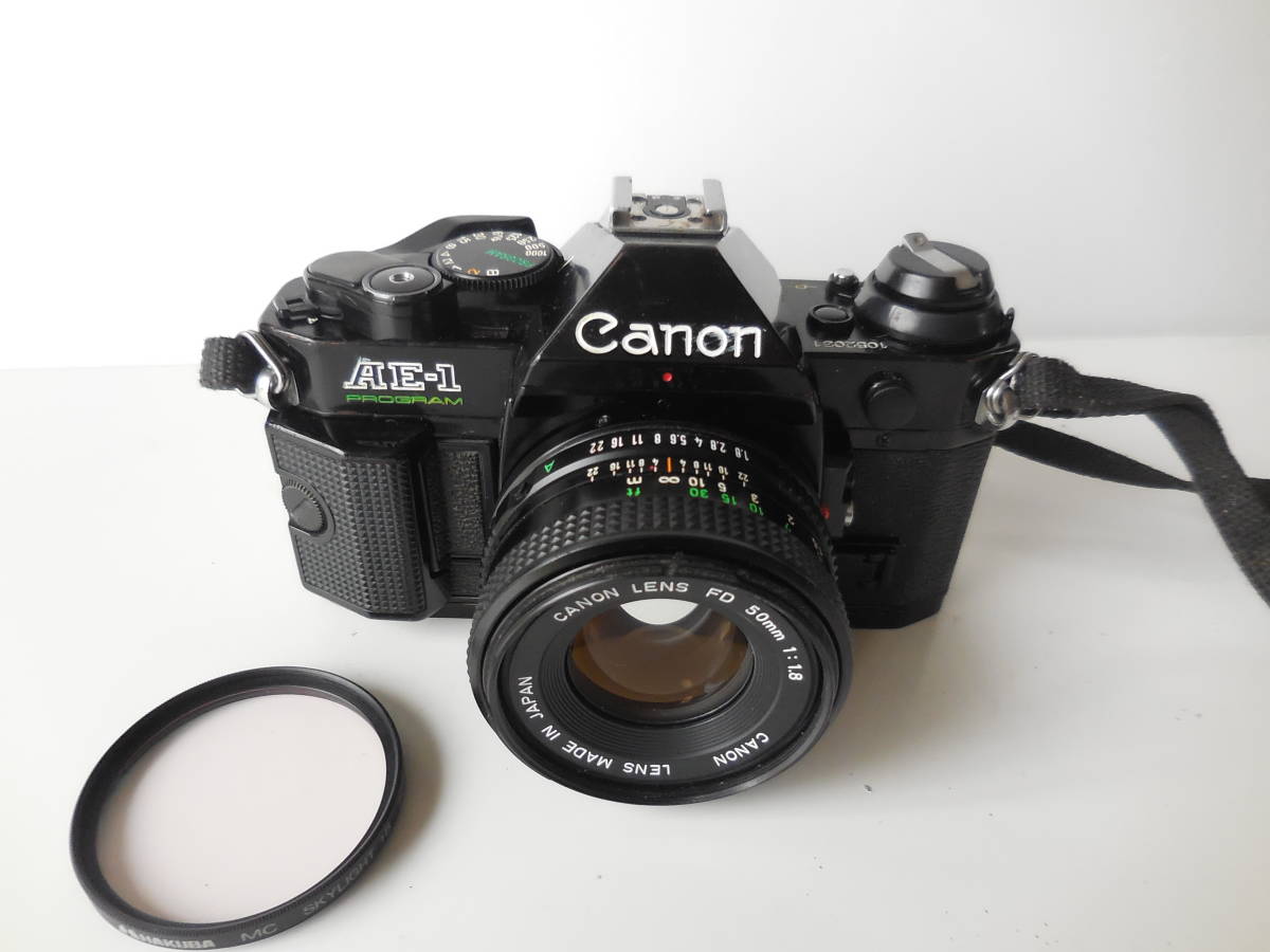 CANON AE-1 PROGRAM黒ボディ(シャッター鳴き無し） 単焦点レンズ付き