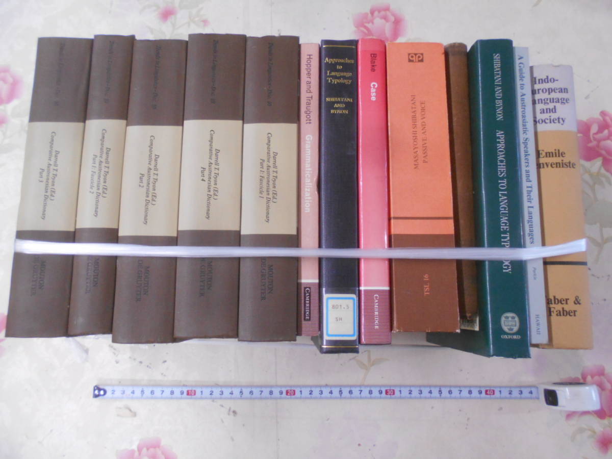 19◎○16／洋書13冊書籍まとめ／アンティーク調古書ディスプレイ／ComparativeAustronesianDictionary言語学インドヨーロッパトラウゴット