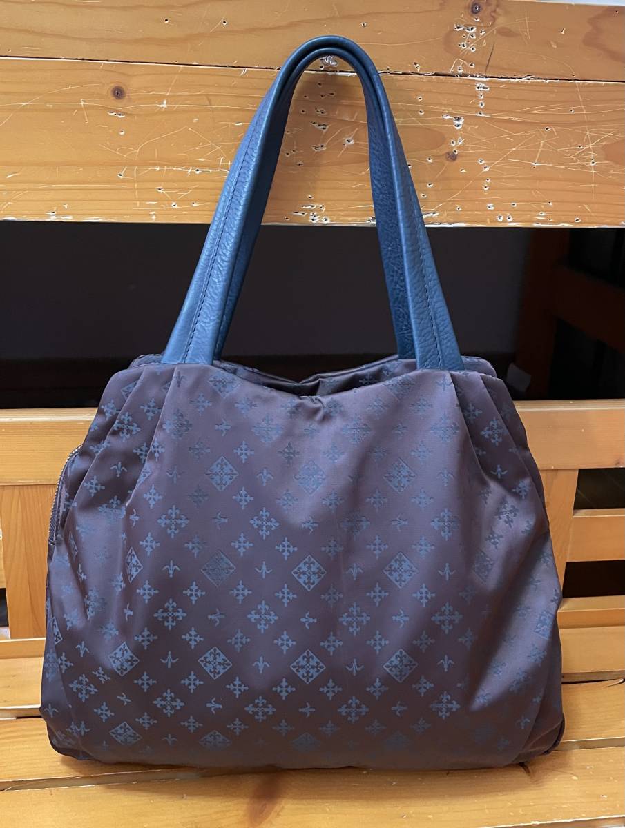 極美品　ラシット☆カラーハンドルボストントートバッグ☆フォレストブラウン