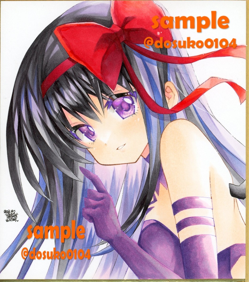 同人手描きイラストミニ色紙原画☆悪魔ほむら☆【魔法少女まどか☆マギカ】