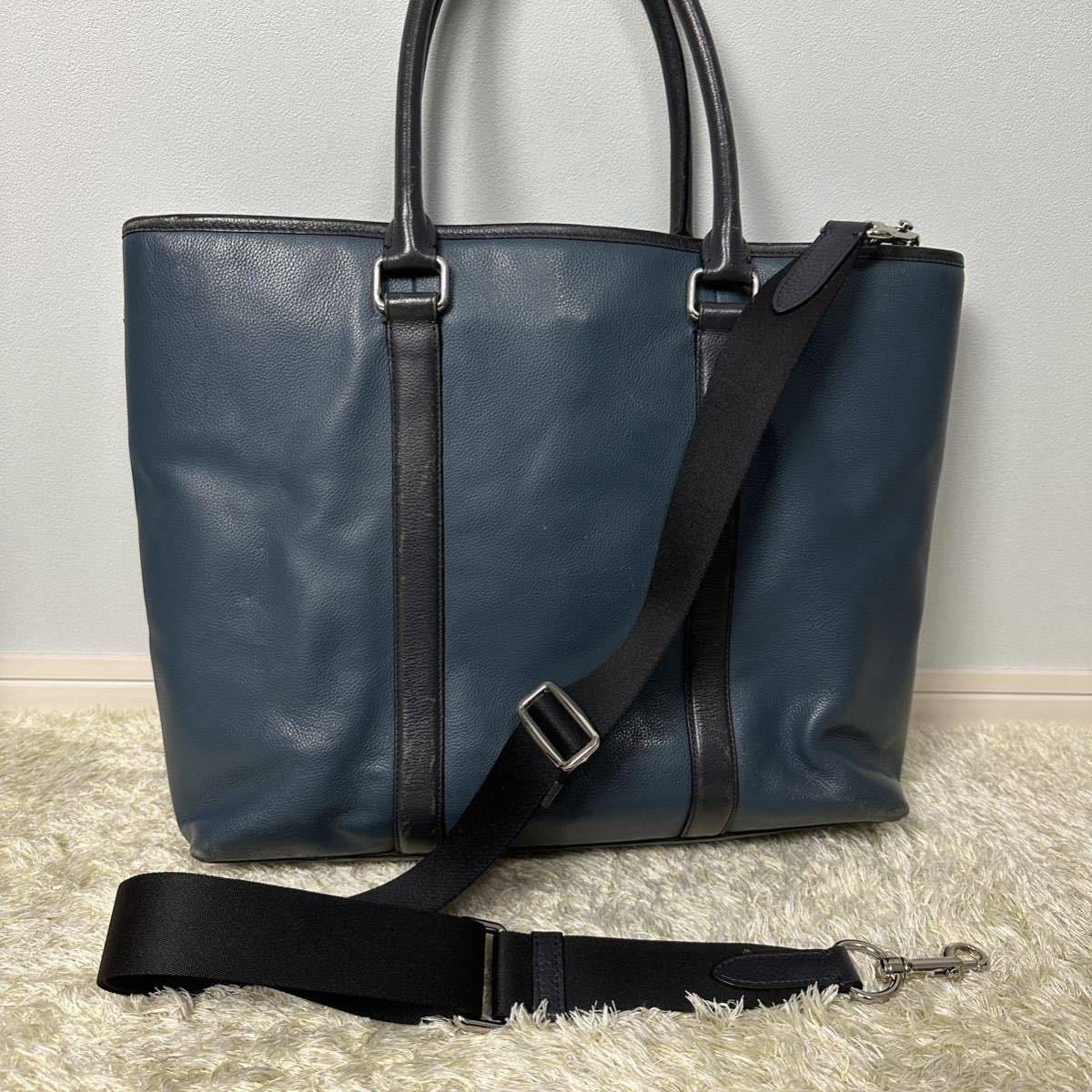 コーチ COACH バッグ トートバッグ レザー ネイビー×黒 F57568 コーチ 