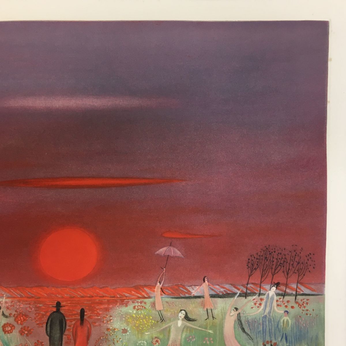 真作保証斉藤真一「陽の野」リトグラフ 直筆サイン E.D有り 版画