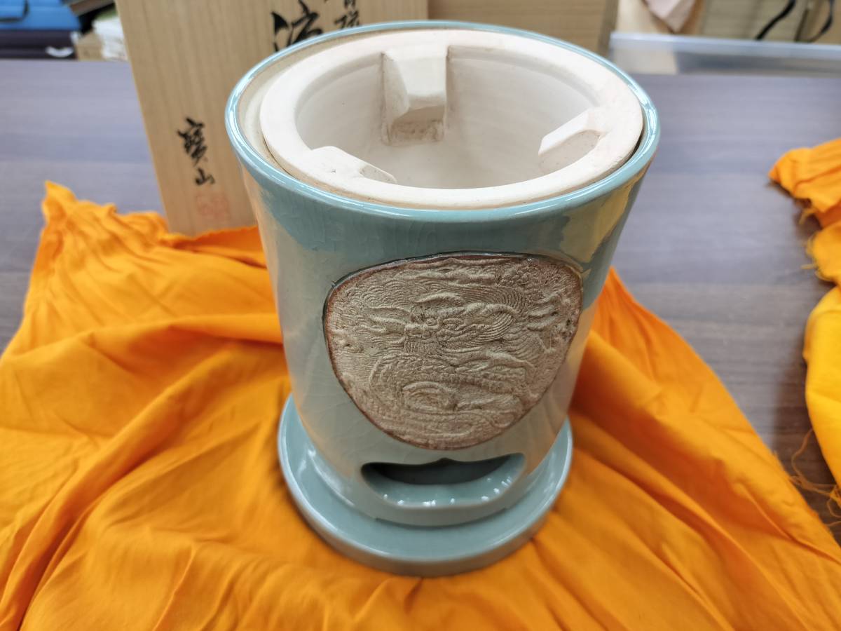 魯山人写し 雲錦手 大鉢 左馬尉 作 共箱 ○ 森左馬尉 未使用品 2208097