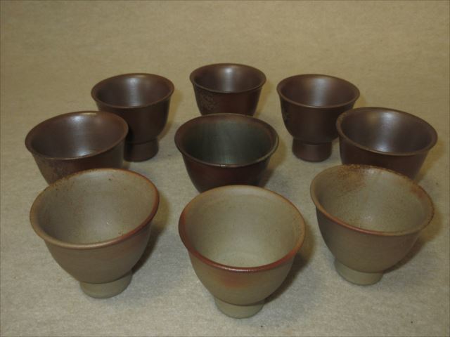 備前焼 木村陶峰 煎茶器 宝瓶 湯冷まし 茶杯セット 茶道具 備前焼