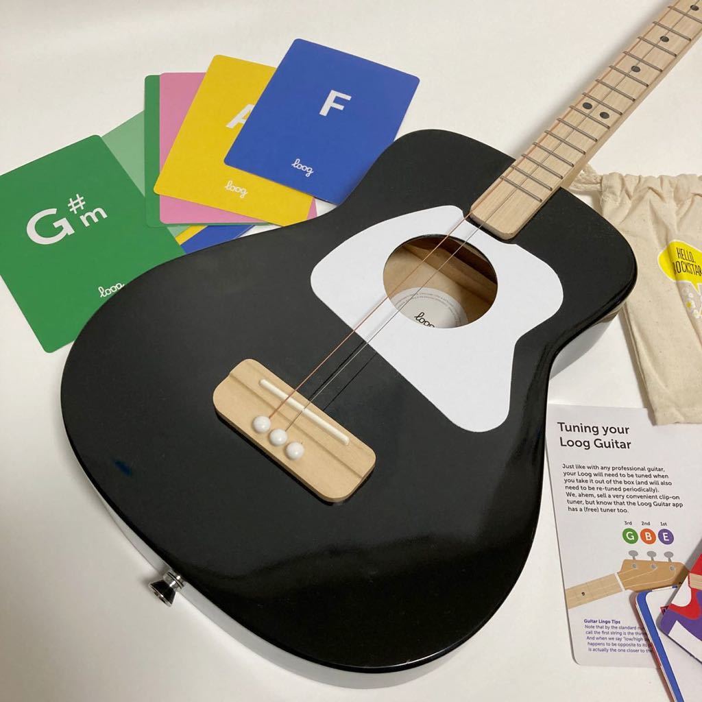限定SALE，人気 LOOG ギター ミニアコースティックギター 3弦 ブラック