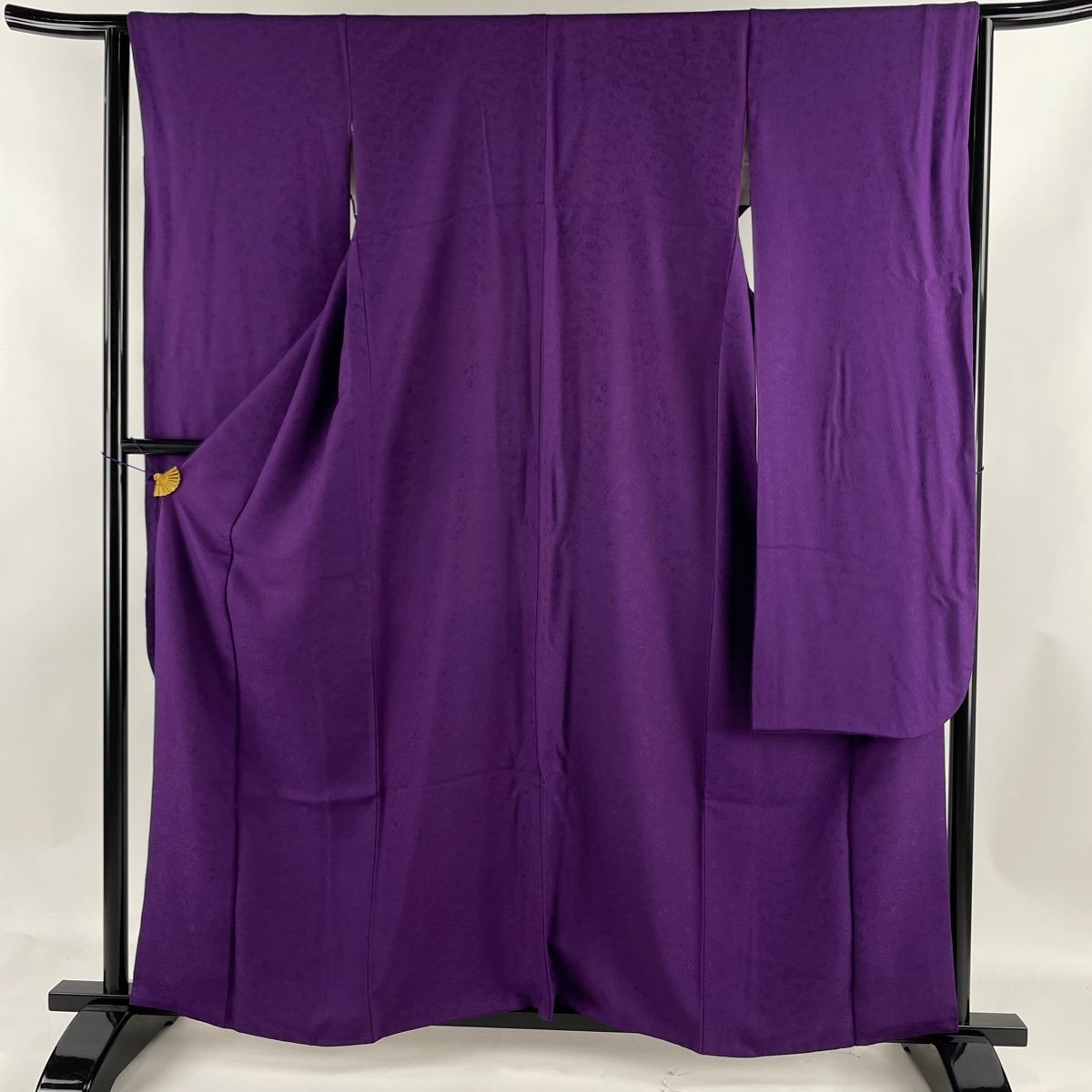 振袖 身丈160cm 裄丈66cm M 袷 地紋 紫 正絹 名品 【中古】 袷 振袖 M